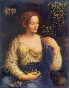 Portrait of a Lady with columbine,Flora
