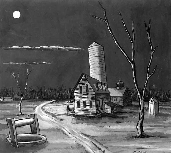 1938, Farm in Moonlight by Daniel Koerner
